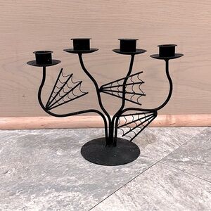 🎃 RARE Target Halloween Party Wrought Iron Spooky Gothic Spiderweb Candelabra